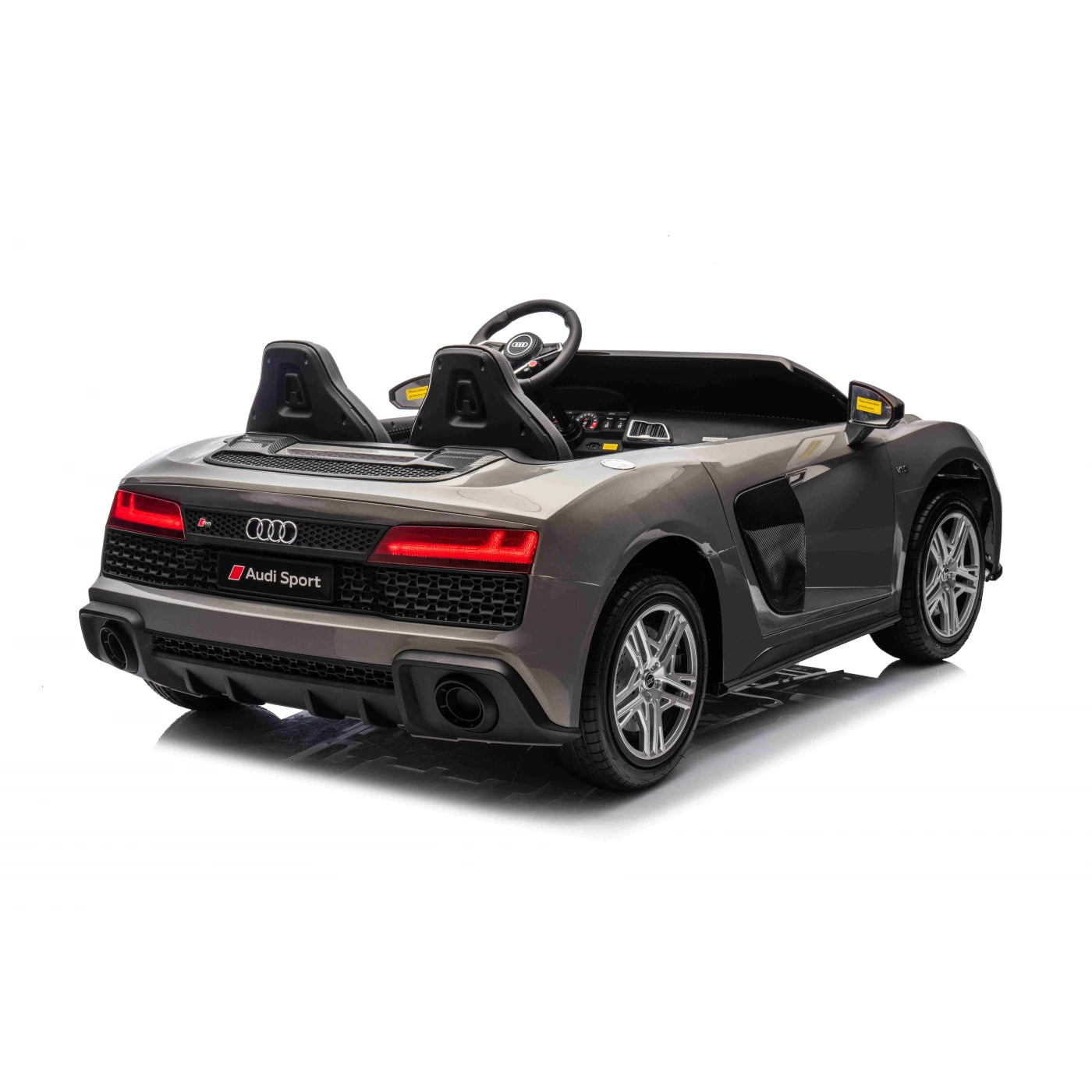 Carro elétrico para Criança Audi R8 Spyder Versão XXL Cinza c/ rodas de borracha e assento em pele