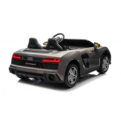 Carro elétrico para Criança Audi R8 Spyder Versão XXL Cinza c/ rodas de borracha e assento em pele