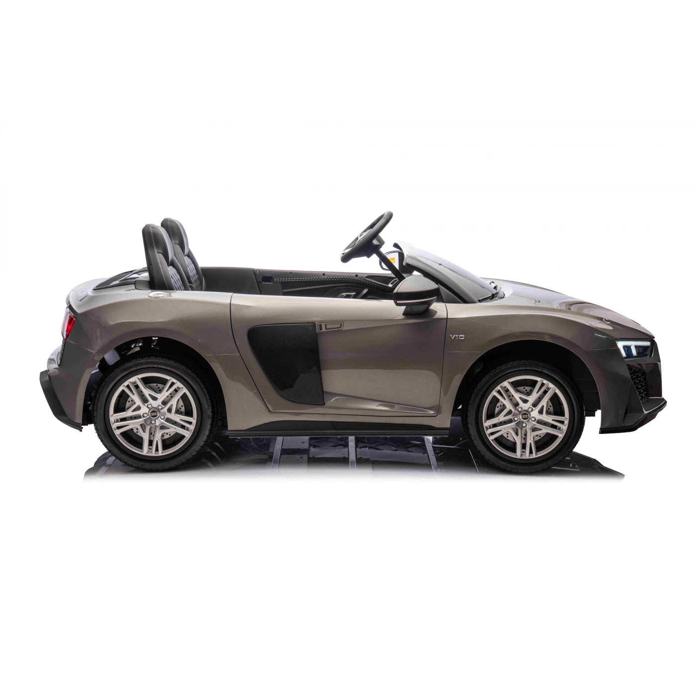 Carro elétrico para Criança Audi R8 Spyder Versão XXL Cinza c/ rodas de borracha e assento em pele