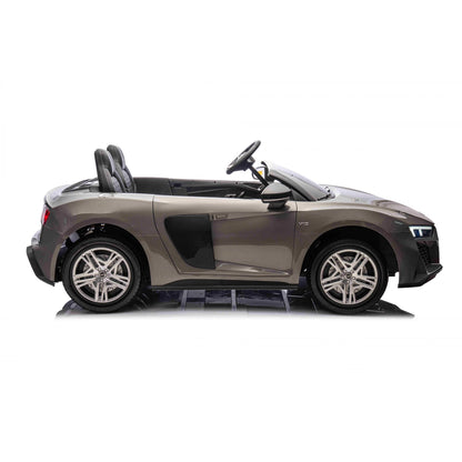 Carro elétrico para Criança Audi R8 Spyder Versão XXL Cinza c/ rodas de borracha e assento em pele