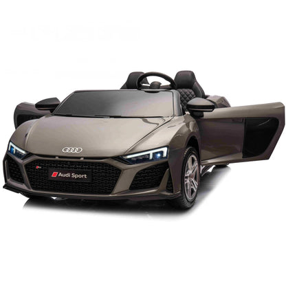 Carro elétrico para Criança Audi R8 Spyder Versão XXL Cinza c/ rodas de borracha e assento em pele