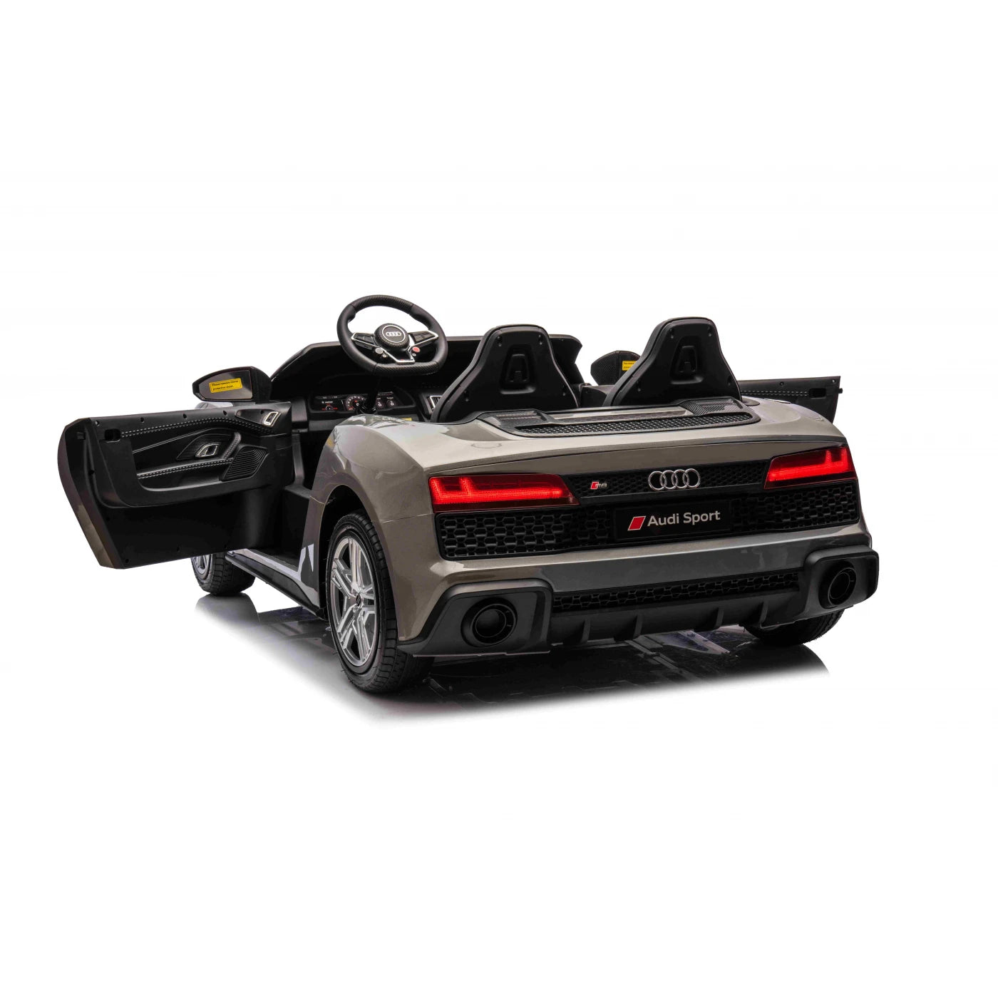 Carro elétrico para Criança Audi R8 Spyder Versão XXL Cinza c/ rodas de borracha e assento em pele