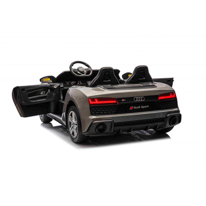 Carro elétrico para Criança Audi R8 Spyder Versão XXL Cinza c/ rodas de borracha e assento em pele