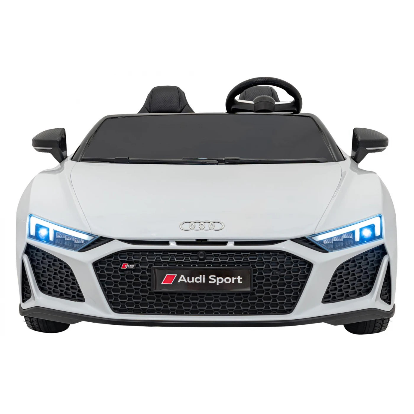 Carro elétrico para Criança AUDI R8 SPYDER Versão XXL Branco c/ RODAS DE BORRACHA & ASSENTO EM PELE