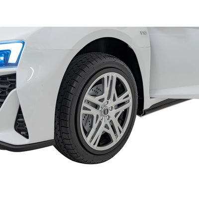 Carro elétrico para Criança AUDI R8 SPYDER Versão XXL Branco c/ RODAS DE BORRACHA & ASSENTO EM PELE