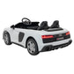 Carro elétrico para Criança Audi R8 Spyder Versão XXL Branco c/ rodas de borracha e assento em pele