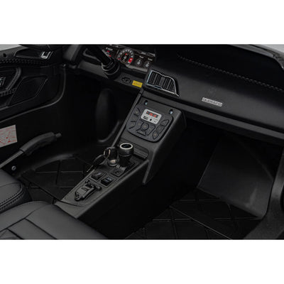Carro elétrico para Criança AUDI R8 SPYDER Versão XXL Branco c/ RODAS DE BORRACHA & ASSENTO EM PELE