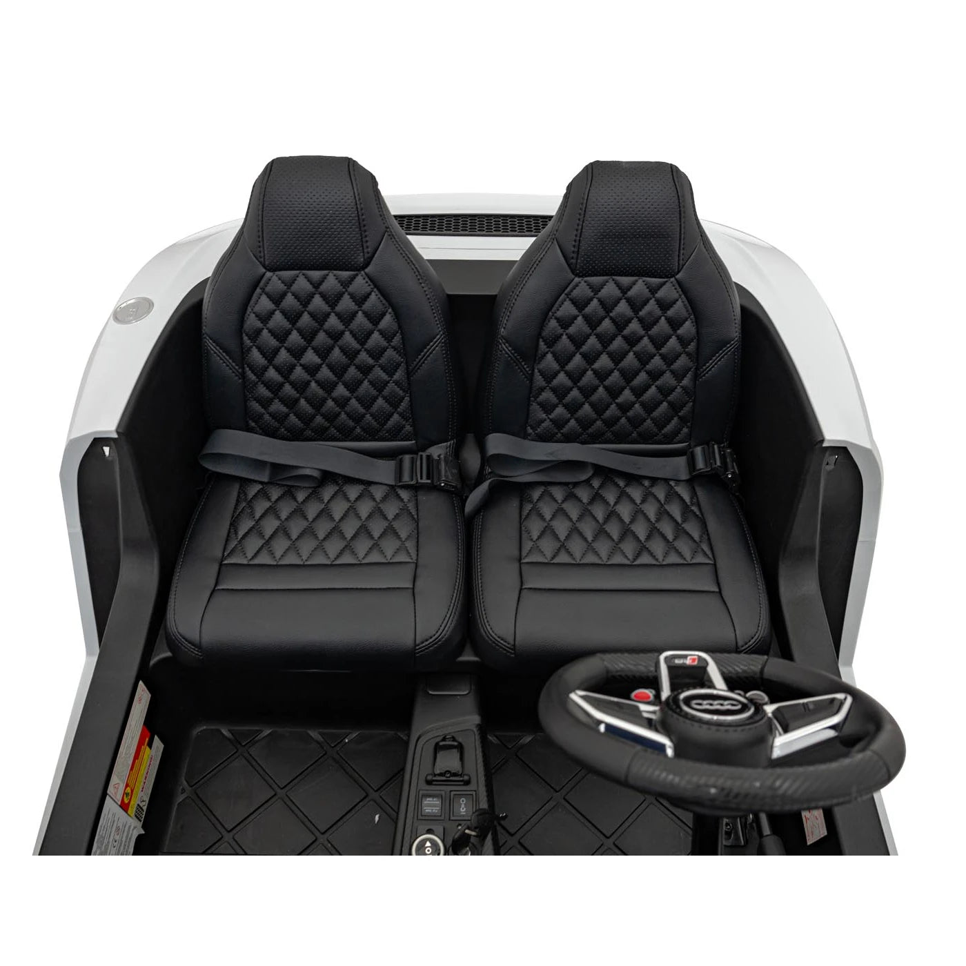 Carro elétrico para Criança Audi R8 Spyder Versão XXL Branco c/ rodas de borracha e assento em pele