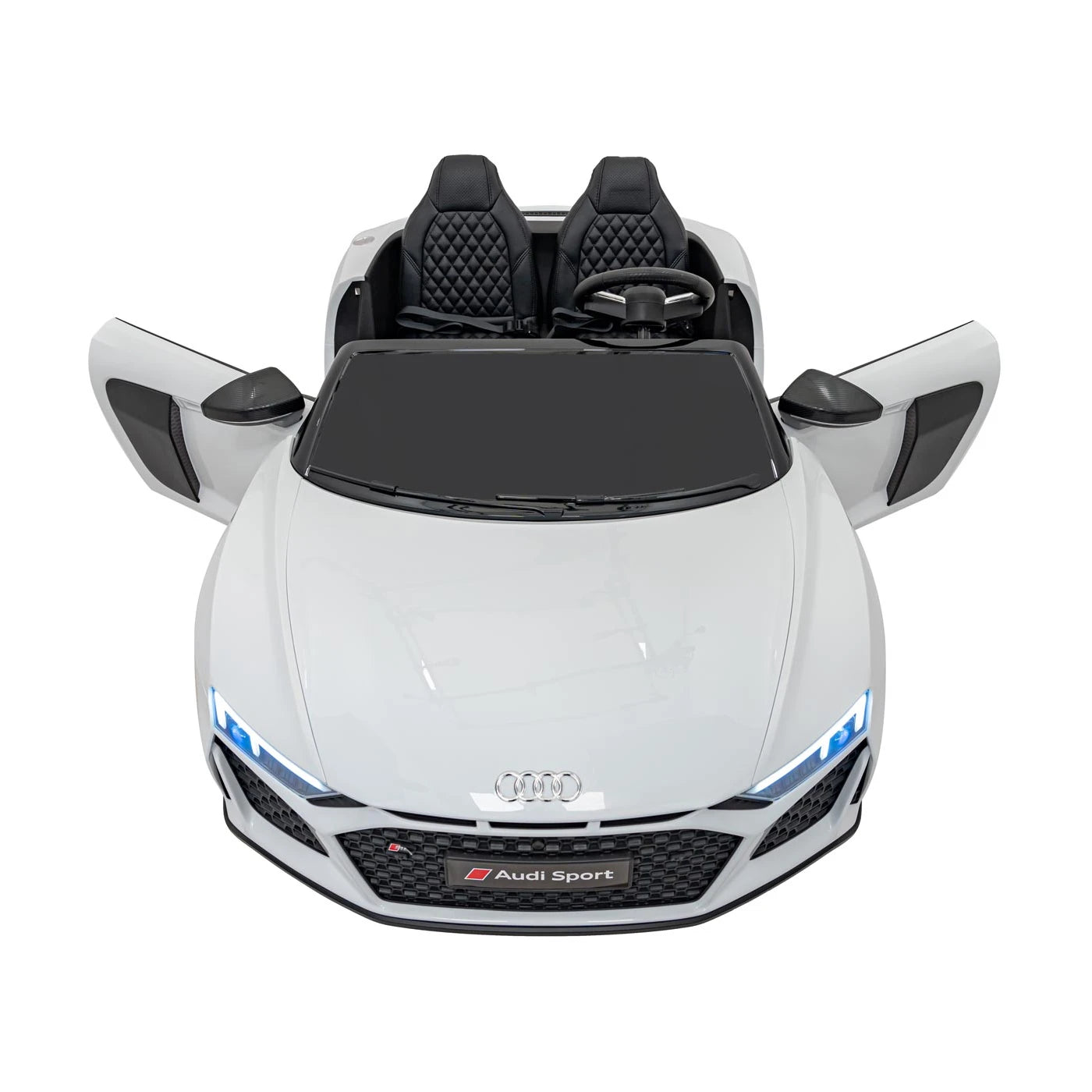 Carro elétrico para Criança Audi R8 Spyder Versão XXL Branco c/ rodas de borracha e assento em pele