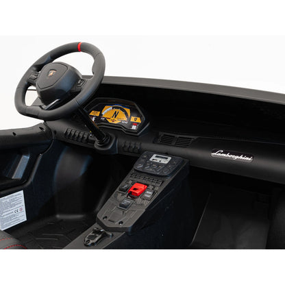 Carro elétrico para Criança Lamborghini Aventador SV Branco c/ rodas de borracha e assento em pele
