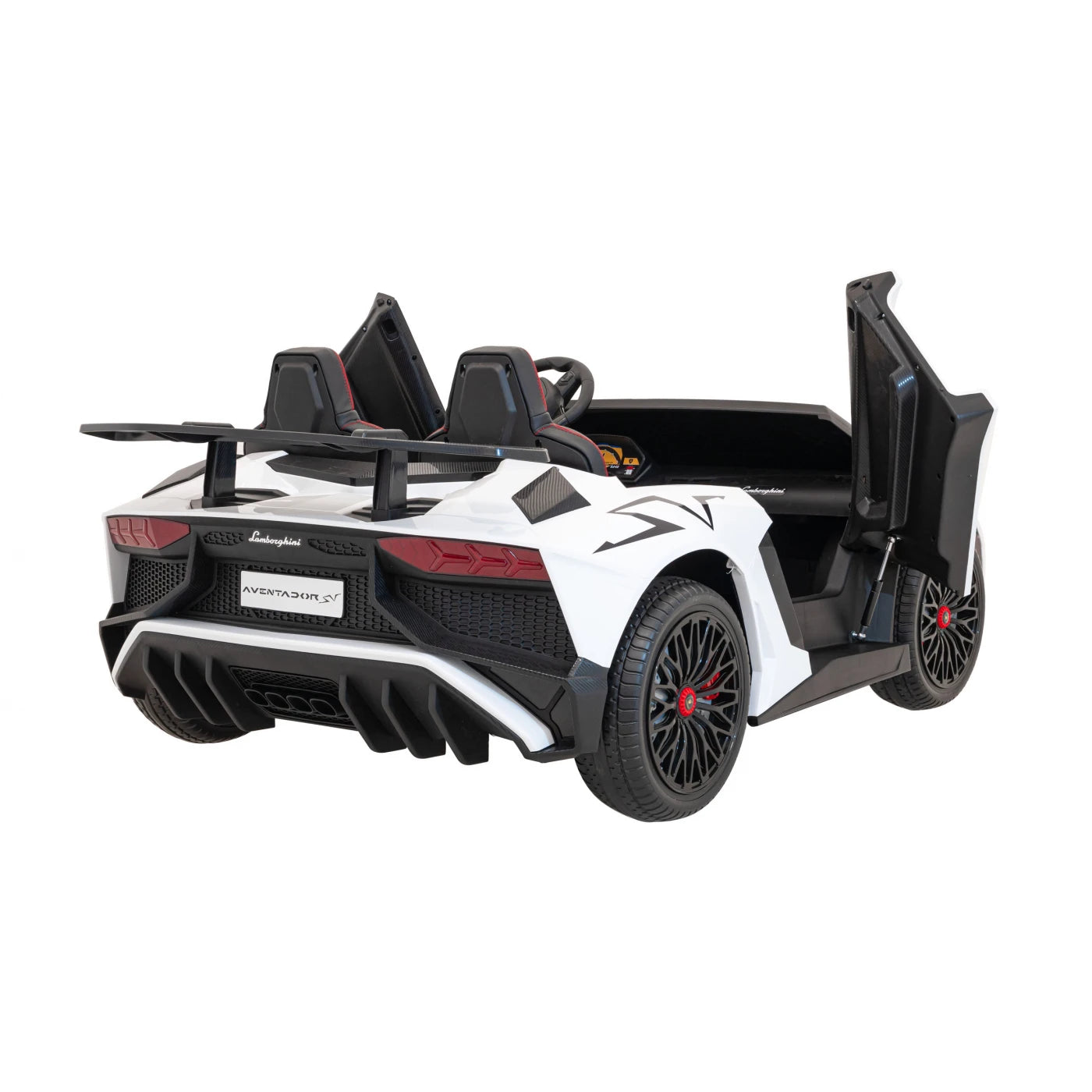 Carro elétrico para Criança Lamborghini Aventador SV Branco c/ rodas de borracha e assento em pele