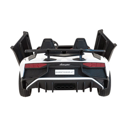 Carro elétrico para Criança Lamborghini Aventador SV Branco c/ rodas de borracha e assento em pele