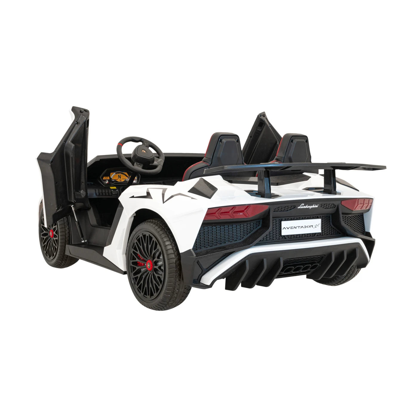 Carro elétrico para Criança Lamborghini Aventador SV Branco c/ rodas de borracha e assento em pele
