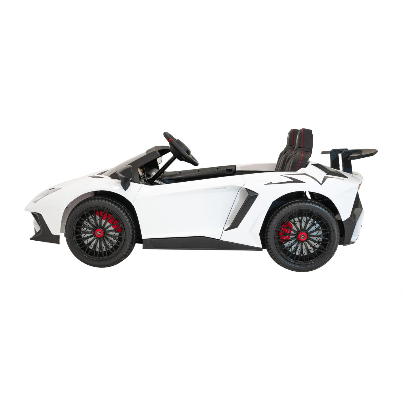 Carro elétrico para Criança Lamborghini Aventador SV Branco c/ rodas de borracha e assento em pele