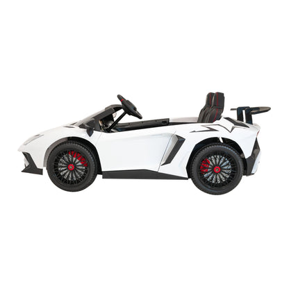 Carro elétrico para Criança Lamborghini Aventador SV Branco c/ rodas de borracha e assento em pele