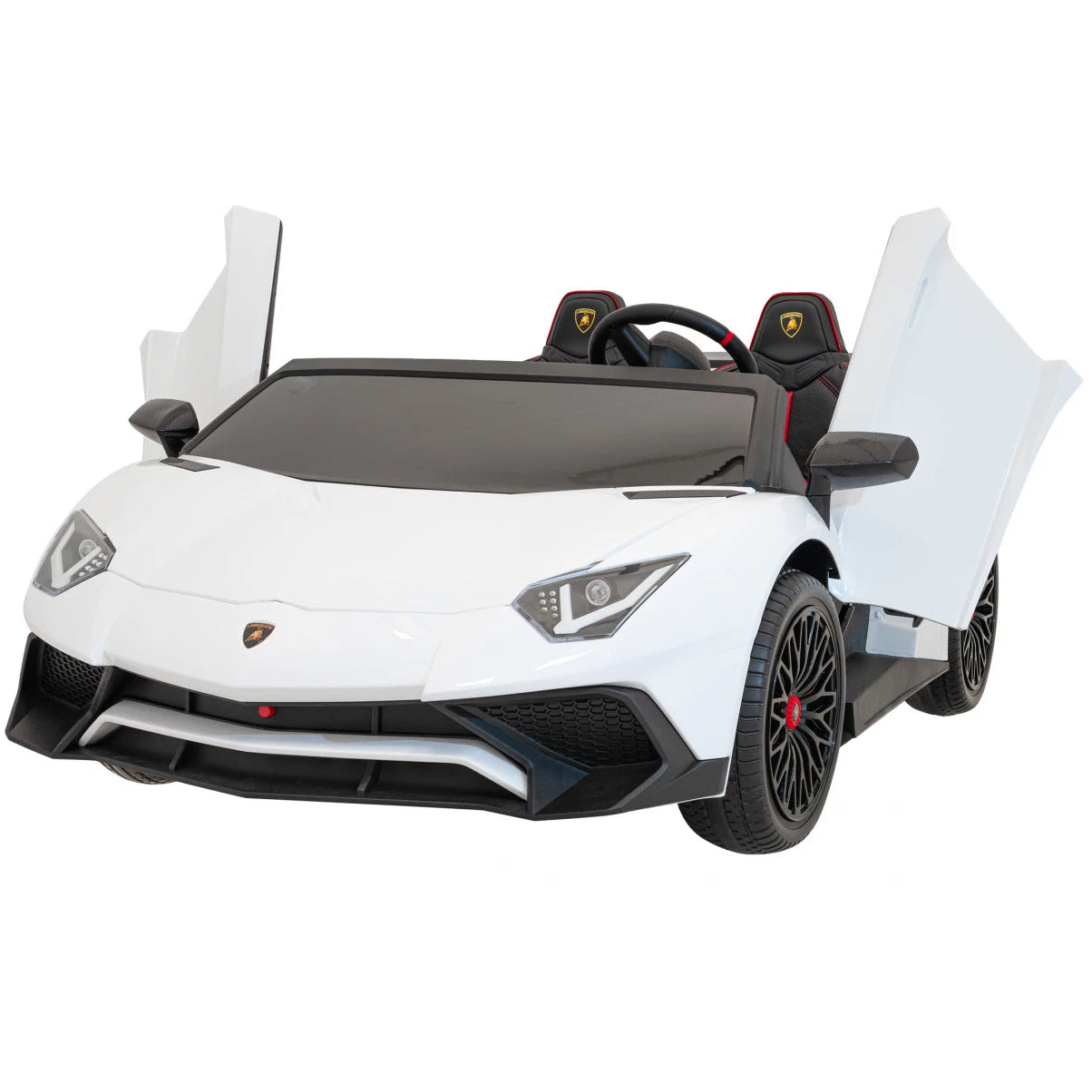 Carro elétrico para Criança Lamborghini Aventador SV Branco c/ rodas de borracha e assento em pele