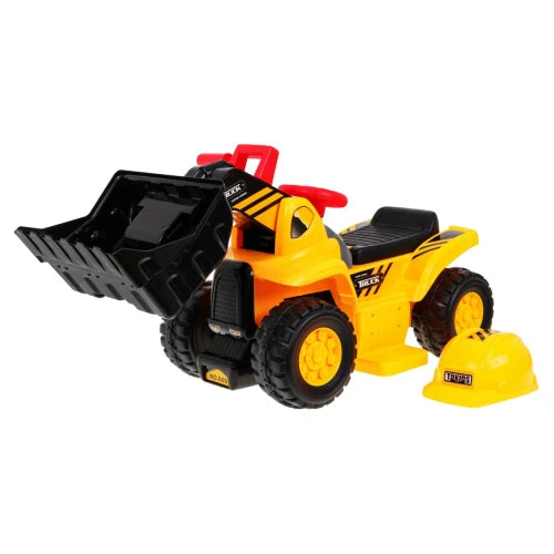 Bulldozer Elétrico para Criança 6v Amarelo c/ RODAS DE PLÁSTICO & ASSENTO DE PLÁSTICO e Capacete