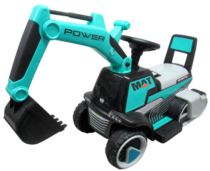 Escavadora Elétrica Power Mat 6v Azul c/ Rodas & Assento em Plástico
