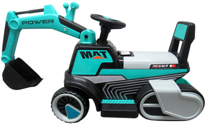 Escavadora Elétrica Power Mat 6v Azul c/ Rodas & Assento em Plástico