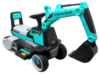Escavadora Elétrica Power Mat 6v Azul c/ Rodas & Assento em Plástico
