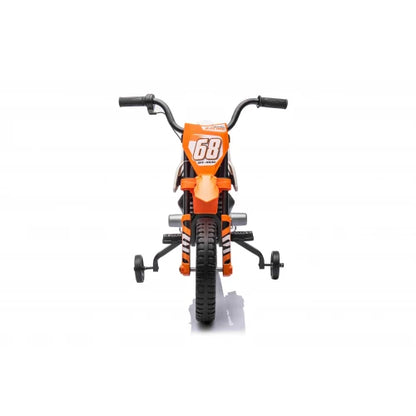 Mota Elétrica para Criança estilo CROSS 12v Laranja c/ RODAS DE BORRACHA & ASSENTO EM PELE