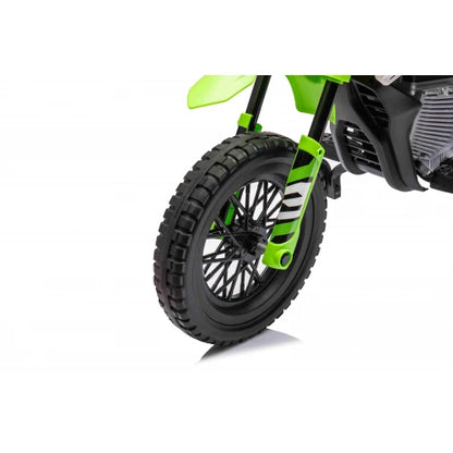 Mota Elétrica para Criança estilo CROSS 12v Verde c/ RODAS DE BORRACHA & ASSENTO EM PELE