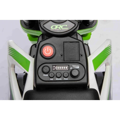 Mota Elétrica para Criança estilo CROSS 12v Verde c/ RODAS DE BORRACHA & ASSENTO EM PELE