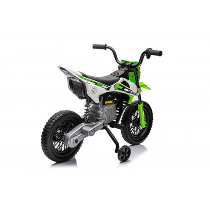 Mota Elétrica para Criança estilo CROSS 12v Verde c/ RODAS DE BORRACHA & ASSENTO EM PELE