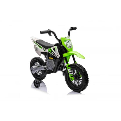 Mota Elétrica para Criança estilo CROSS 12v Verde c/ RODAS DE BORRACHA & ASSENTO EM PELE