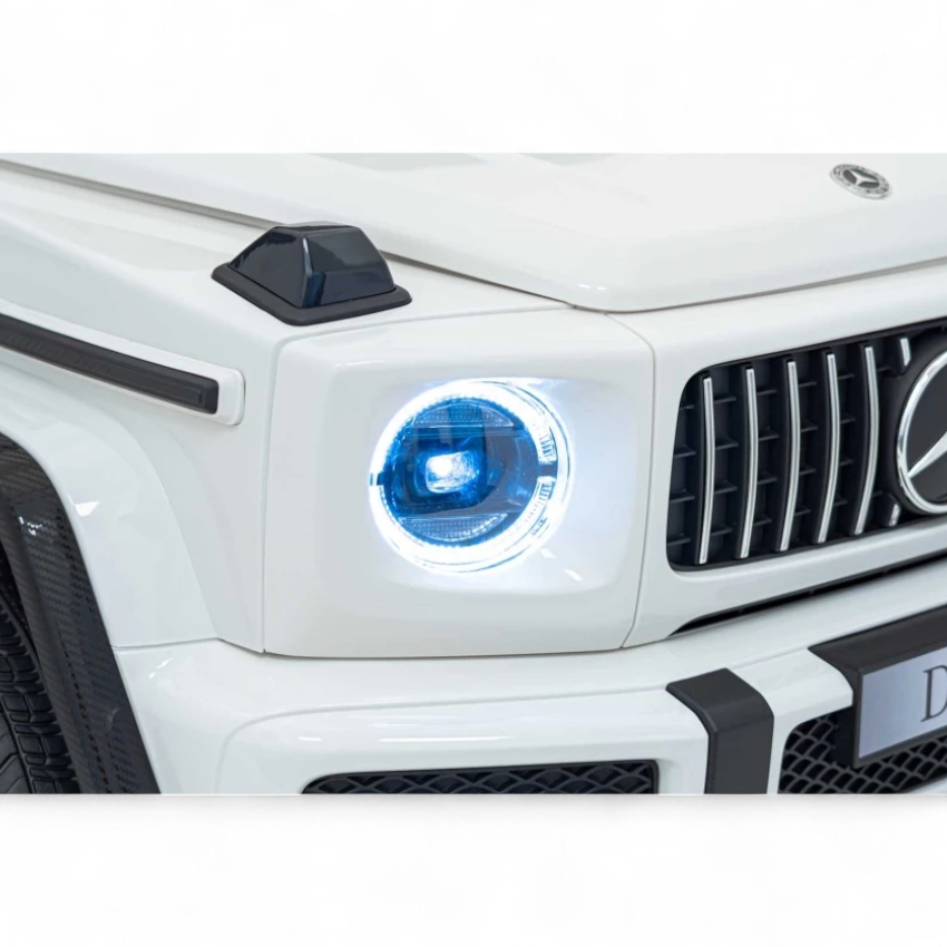Carro Elétrico para Criança Mercedes G63 AMG XXL Branco 24v 4x200w c/ Rodas de Borracha & Assentos em Pele