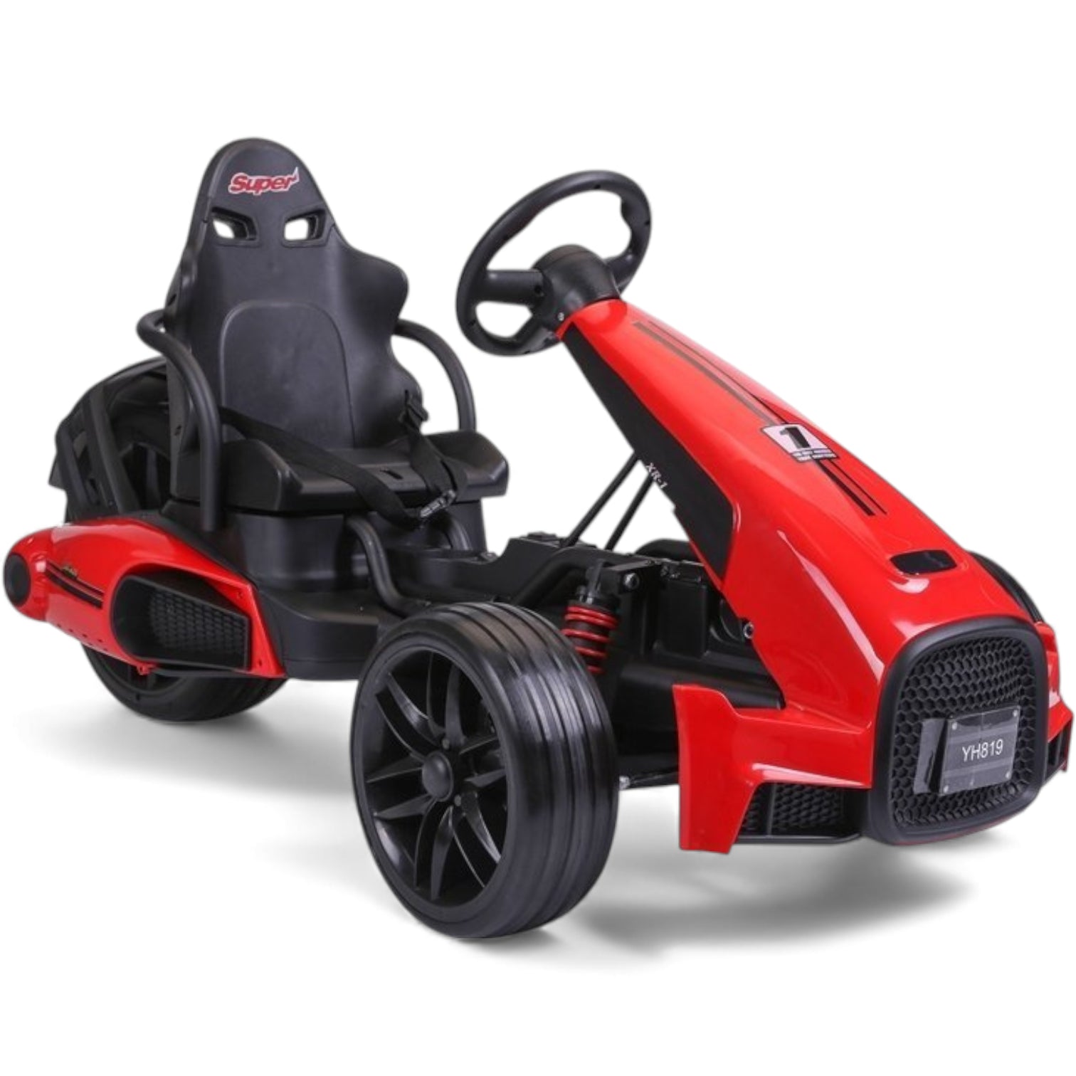 Kart Elétrico para Criança FUNSHOT 12v Vermelho c/ RODAS DE BORRACHA & ASSENTO DE PLÁSTICO