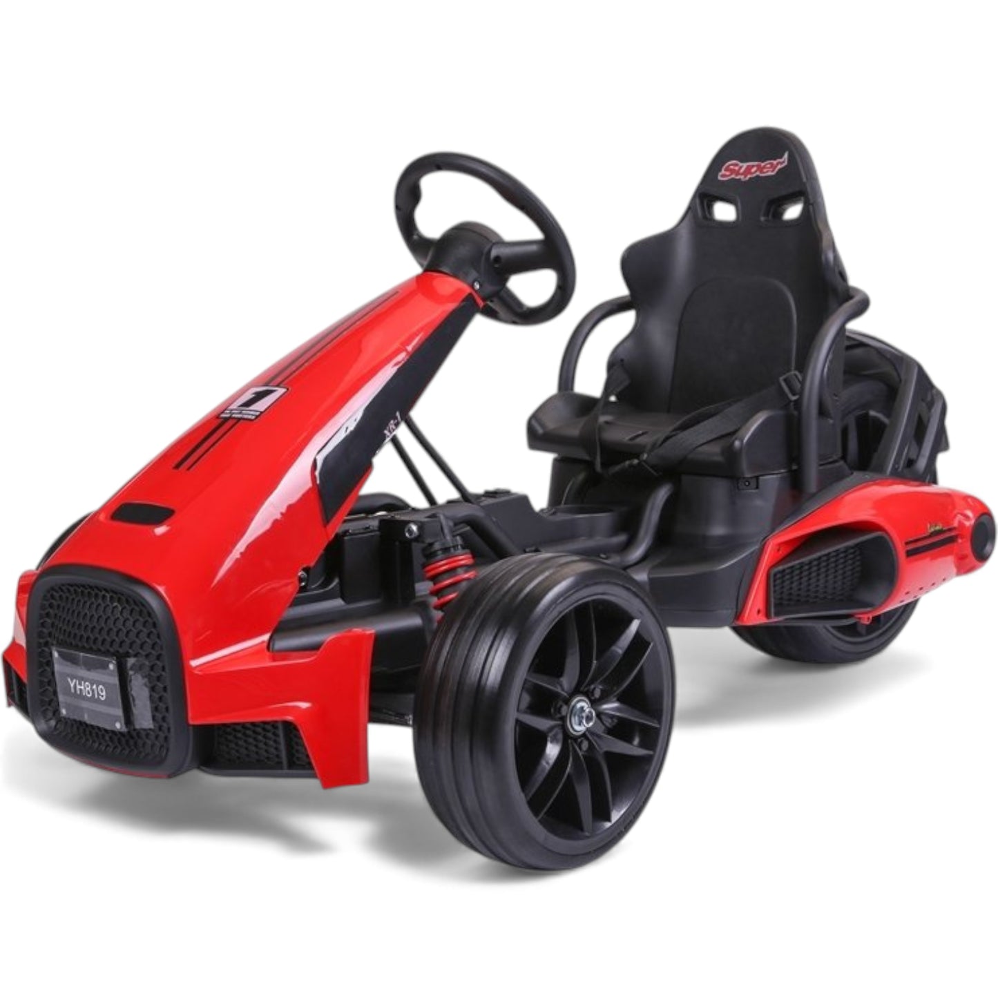 Kart Elétrico para Criança FUNSHOT 12v Vermelho c/ Rodas de Borracha & Assento de Plástico