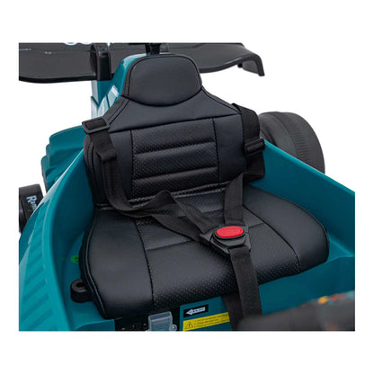 Carro elétrico para criança fórmula 1 Aston Martin 24v c/ rodas de borracha e assento em pele