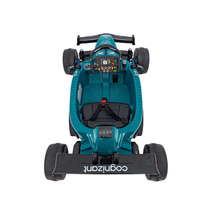 Carro elétrico para criança fórmula 1 Aston Martin 24v c/ rodas de borracha e assento em pele