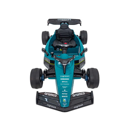 Carro elétrico para criança fórmula 1 Aston Martin 24v c/ rodas de borracha e assento em pele