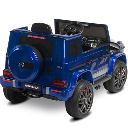 Carro Elétrico para Criança MERCEDES G63 12v Azul Metalizado c/ RODAS DE BORRACHA & ASSENTO EM PELE