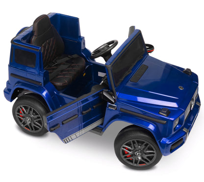 Carro Elétrico para Criança MERCEDES G63 12v Azul Metalizado c/ RODAS DE BORRACHA & ASSENTO EM PELE