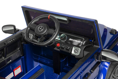 Carro Elétrico para Criança MERCEDES G63 12v Azul Metalizado c/ RODAS DE BORRACHA & ASSENTO EM PELE