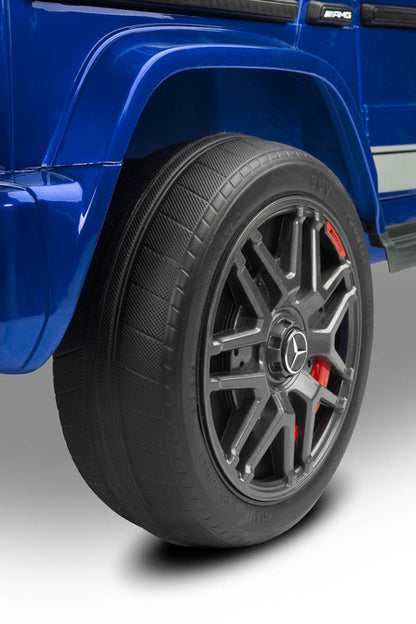 Carro Elétrico para Criança MERCEDES G63 12v Azul Metalizado c/ RODAS DE BORRACHA & ASSENTO EM PELE