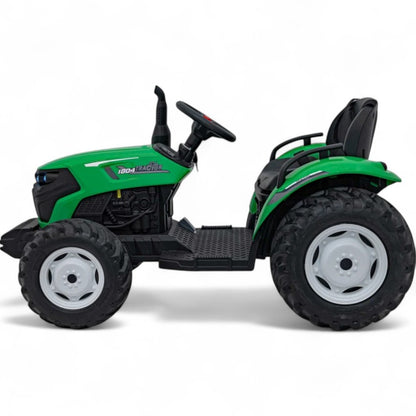 Trator Elétrico para Criança GROW 24v Verde c/ RODAS DE BORRACHA & ASSENTO EM PELE