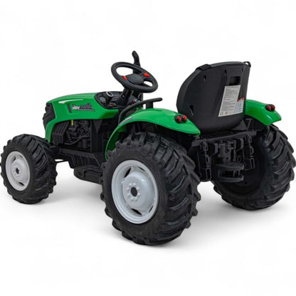 Trator Elétrico para Criança GROW 24v Verde c/ RODAS DE BORRACHA & ASSENTO EM PELE