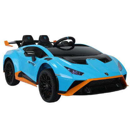 Carro Elétrico para Criança LAMBORGHINI STO 12v Azul c/ RODAS DE BORRACHA & ASSENTO EM PELE