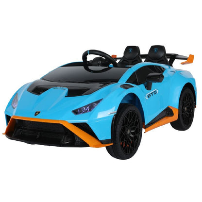 Carro Elétrico para Criança LAMBORGHINI STO 12v Azul c/ RODAS DE BORRACHA & ASSENTO EM PELE