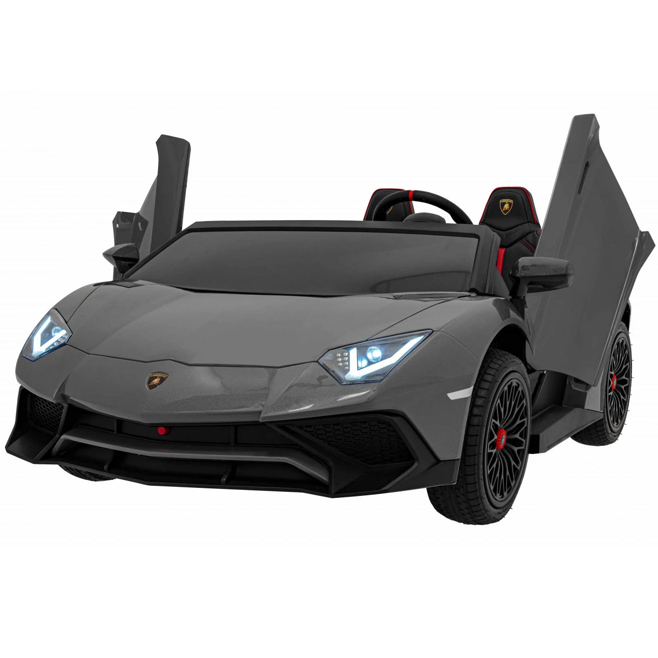 Carro elétrico para Criança Lamborghini Aventador SV Cinza c/ rodas de borracha e assento em pele