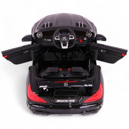 Carro Elétrico para Criança MERCEDES SL65 versão XL 12v Preto c/ RODAS DE BORRACHA & ASSENTO EM PELE