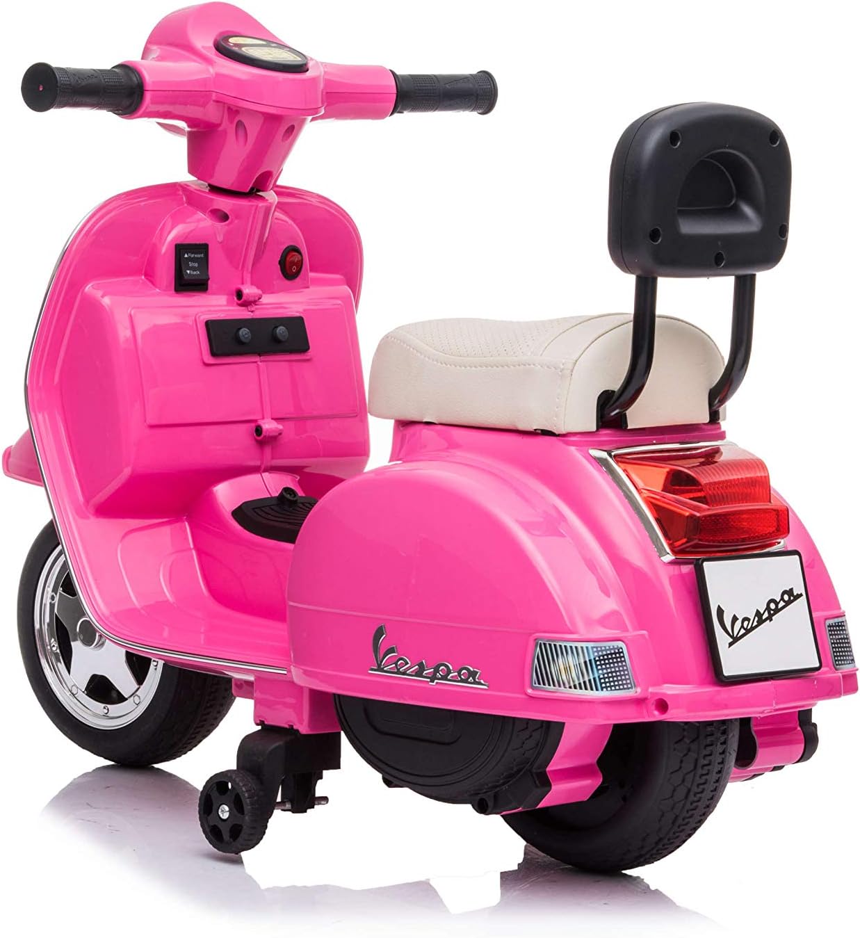 PRÉ VENDA Mini Vespa PX150 Elétrica para Crianças 6v Rosa c/ rodas de plástico
