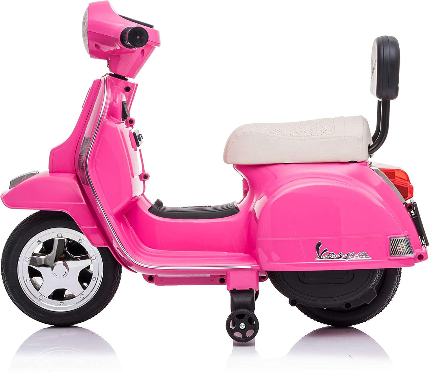 PRÉ VENDA Mini Vespa PX150 Elétrica para Crianças 6v Rosa c/ rodas de plástico
