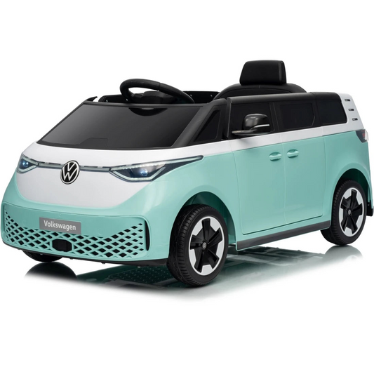 Carro elétrico para Criança Volkswagen ID Buzz Azul c/ rodas de borracha e assento em pele