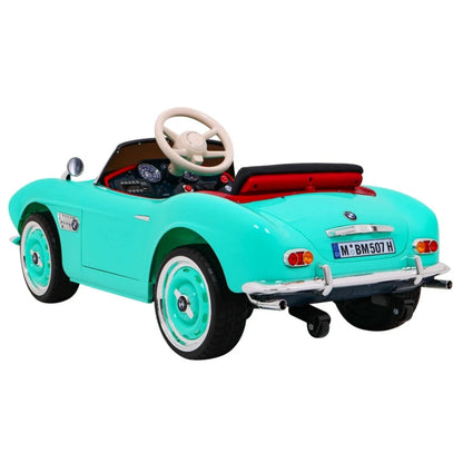 Carro Elétrico para Criança BMW 507 RETRO 12v Turquesa c/ RODAS DE BORRACHA & ASSENTO EM PELE