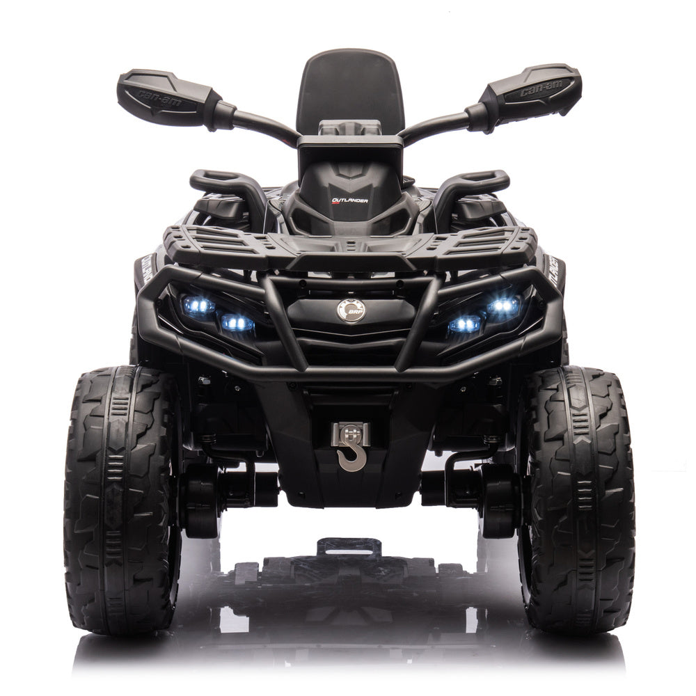 Moto 4 Elétrica para Criança CAN AM Outlander 24v 4x4 Preta c/ RODAS DE BORRACHA & ASSENTO EM PELE